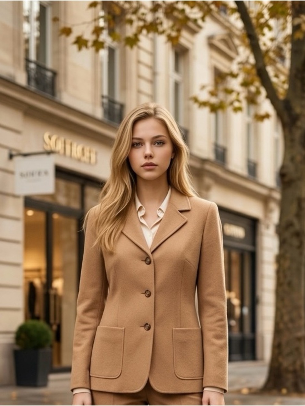 White Stag women’s vintage 100% wool buttoned pea coat pockets Sz 10 camel